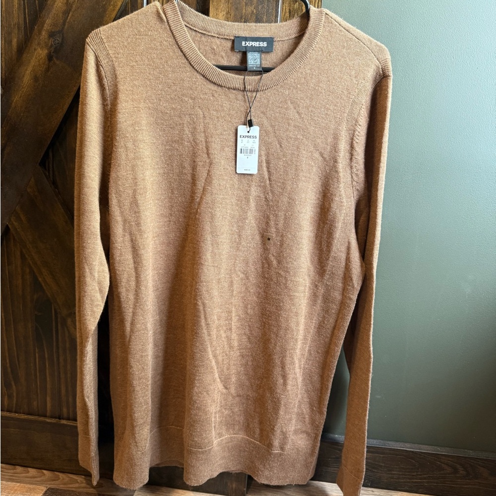 Express Men's Tan Crewneck Sweater